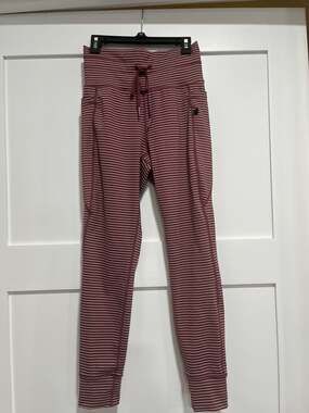 Women's High Waisted Drawstring Striped Yoga Leggings with Pockets - ,